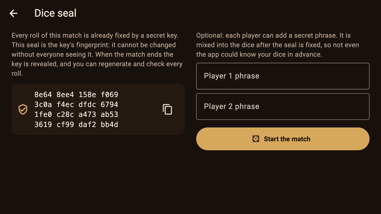 The Dice Seal shown before the match