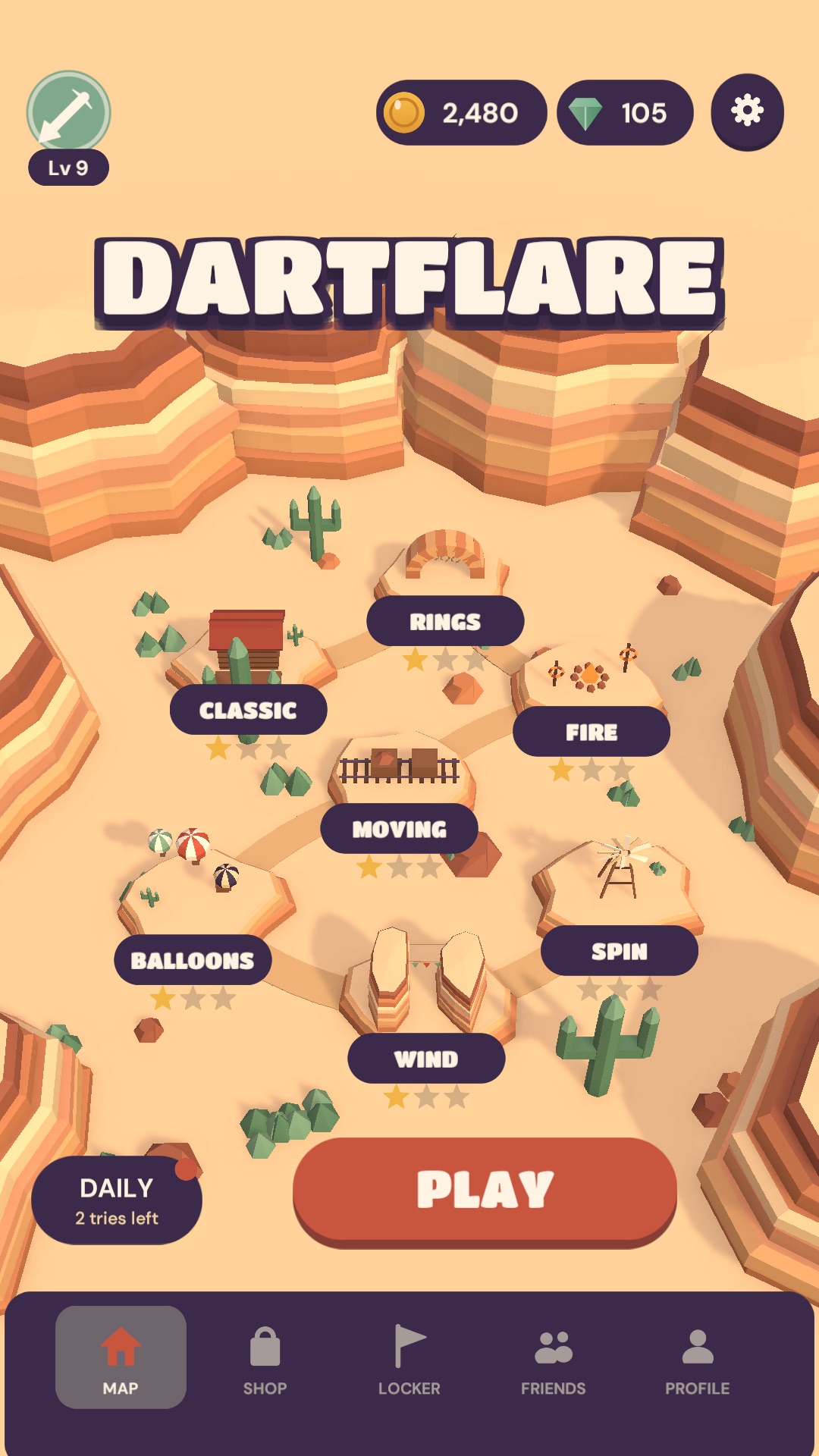 Dartflare home screen