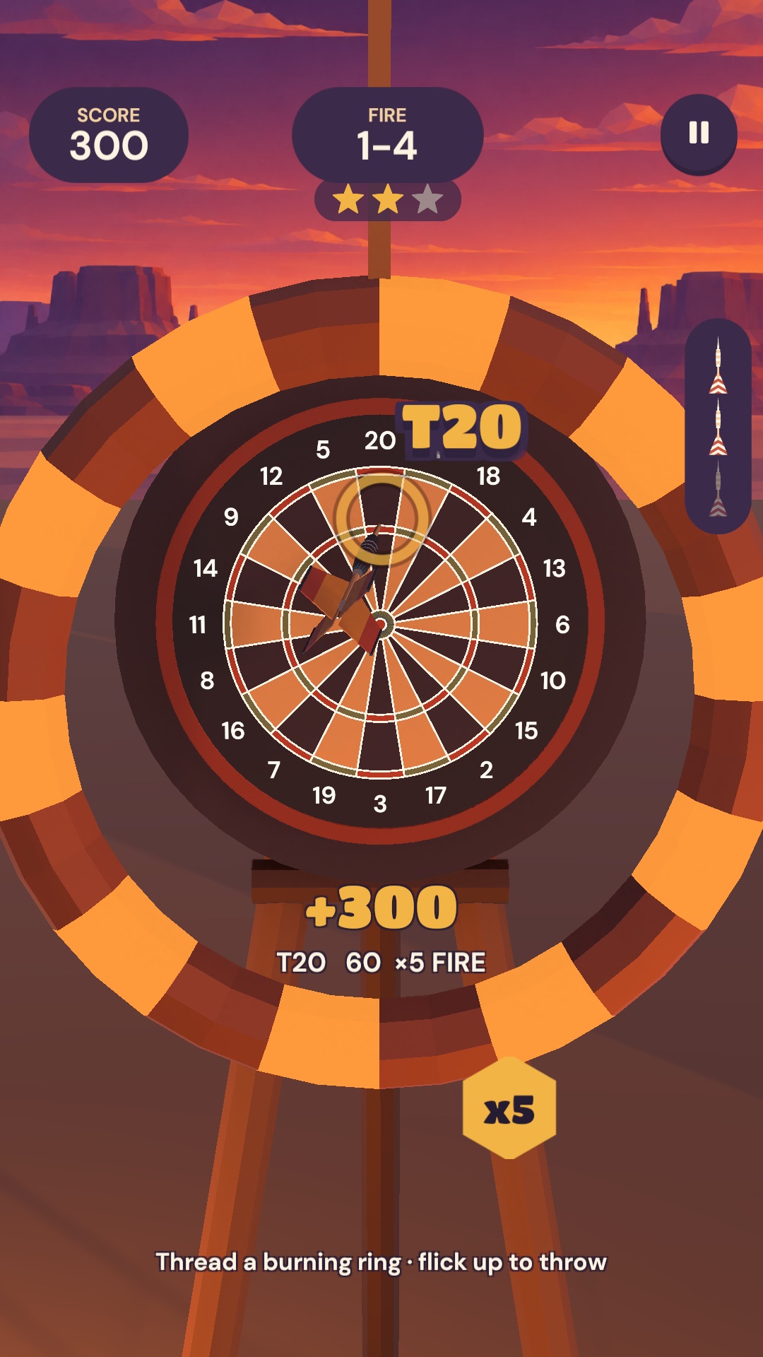 Fire rings with score multipliers