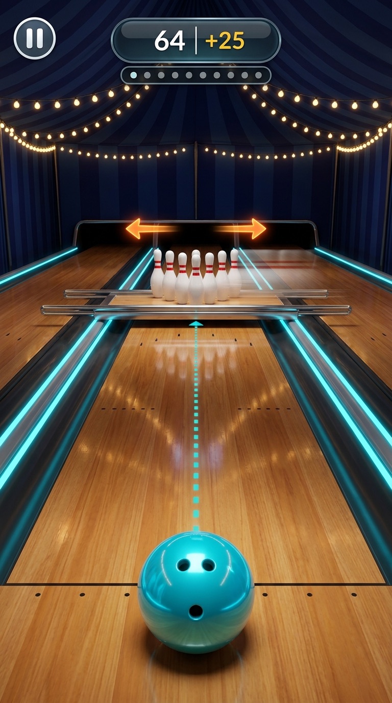 Work-in-progress mockup: the Moving Pins lane with pins sliding on a rail