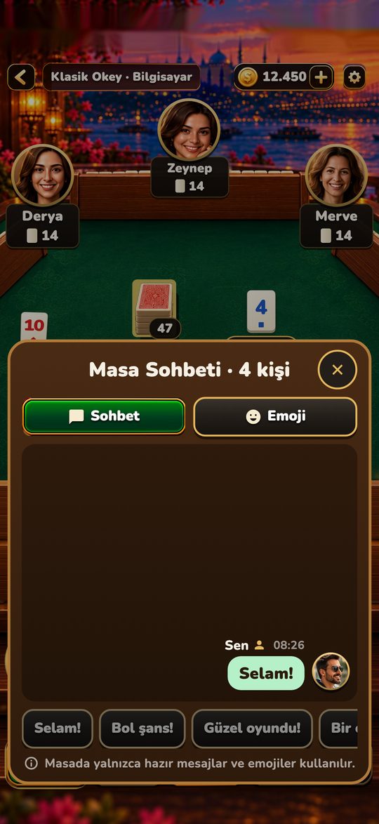 Table chat with ready-made messages