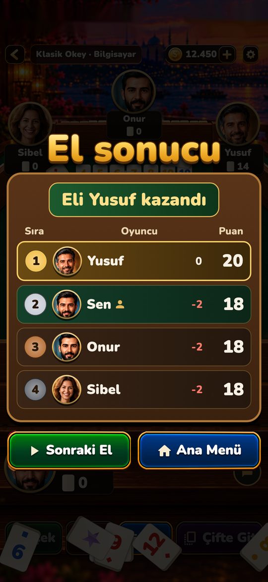 Hand result with points