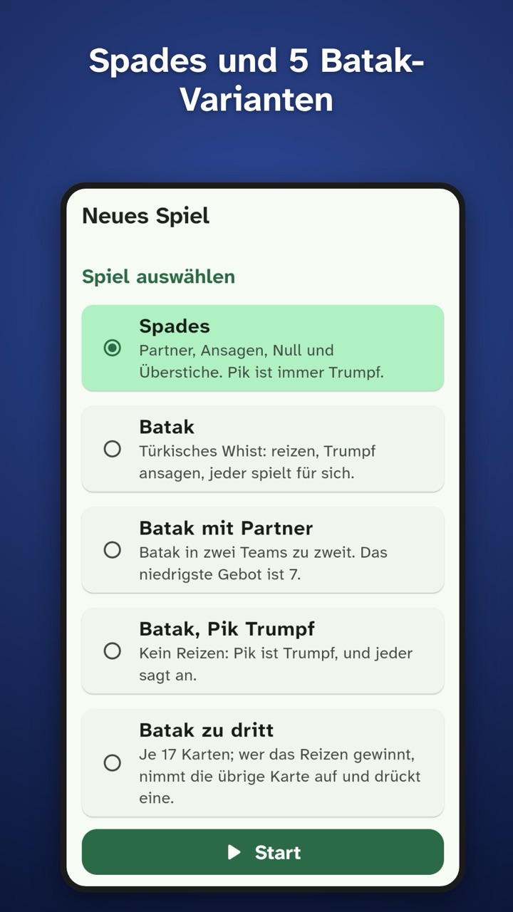 Spades and five Batak variants
