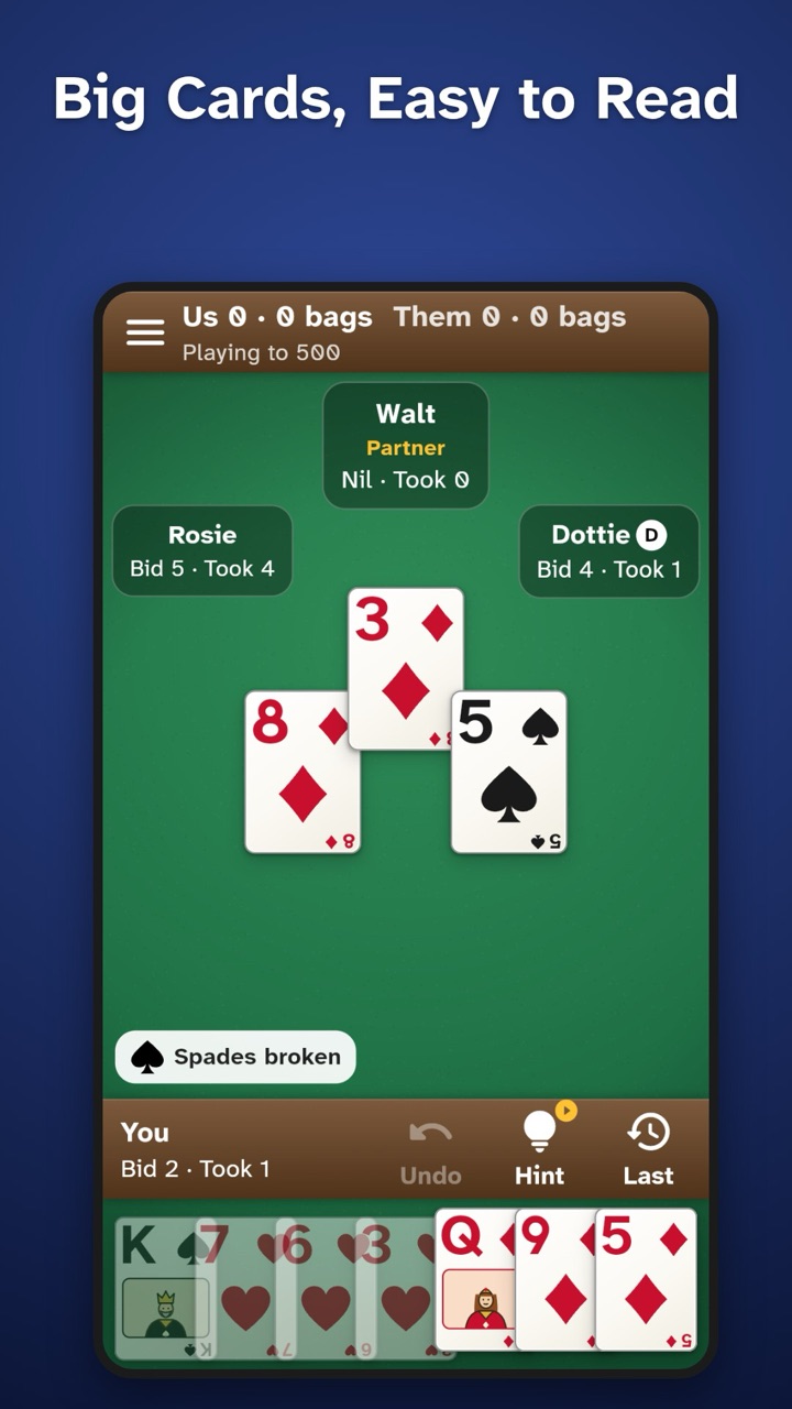 Big, easy-to-read cards
