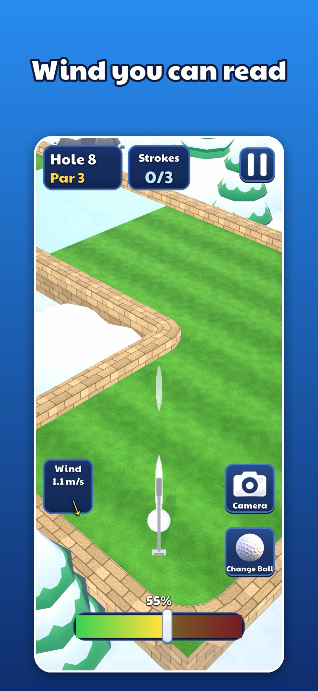 A mountain hole with a wind arrow and speed value