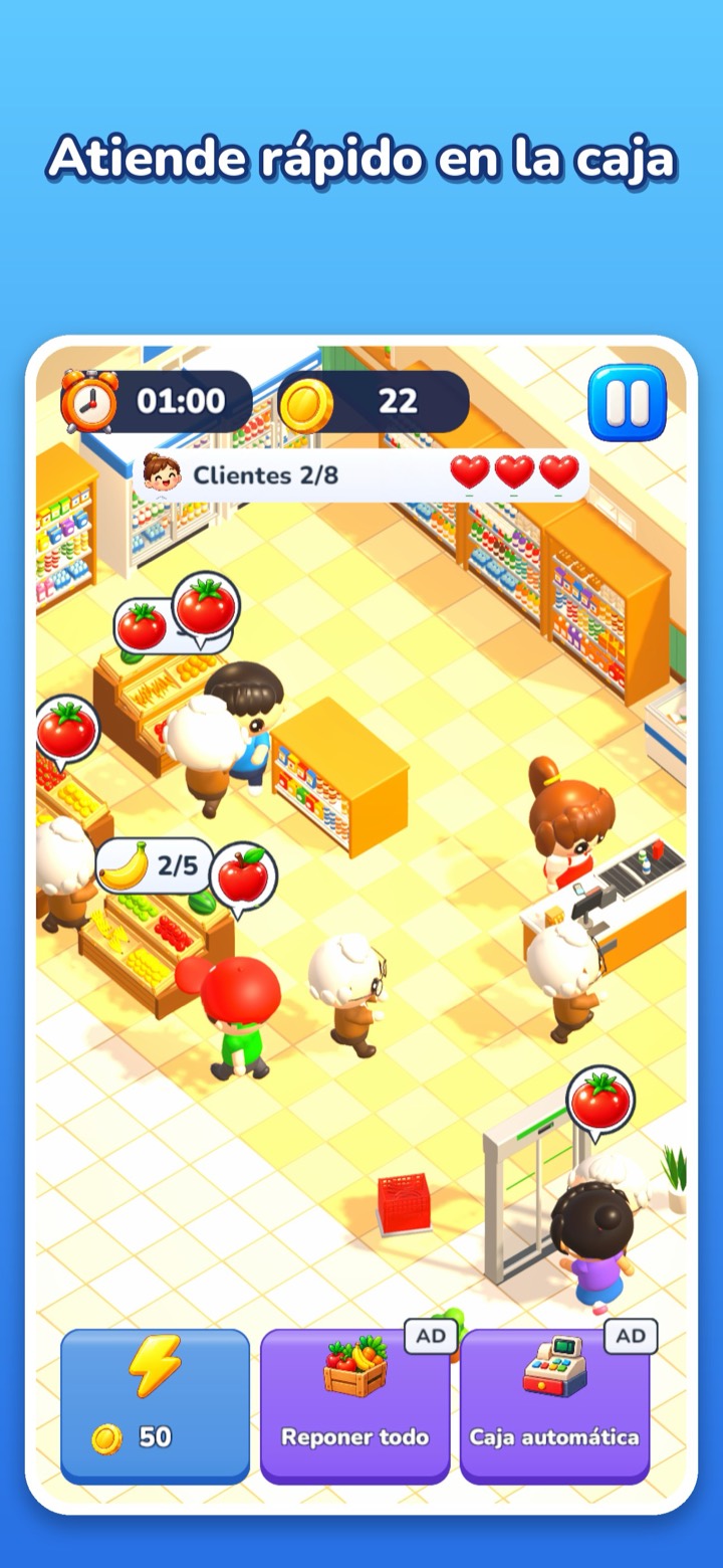 The cashier serving shoppers at the register