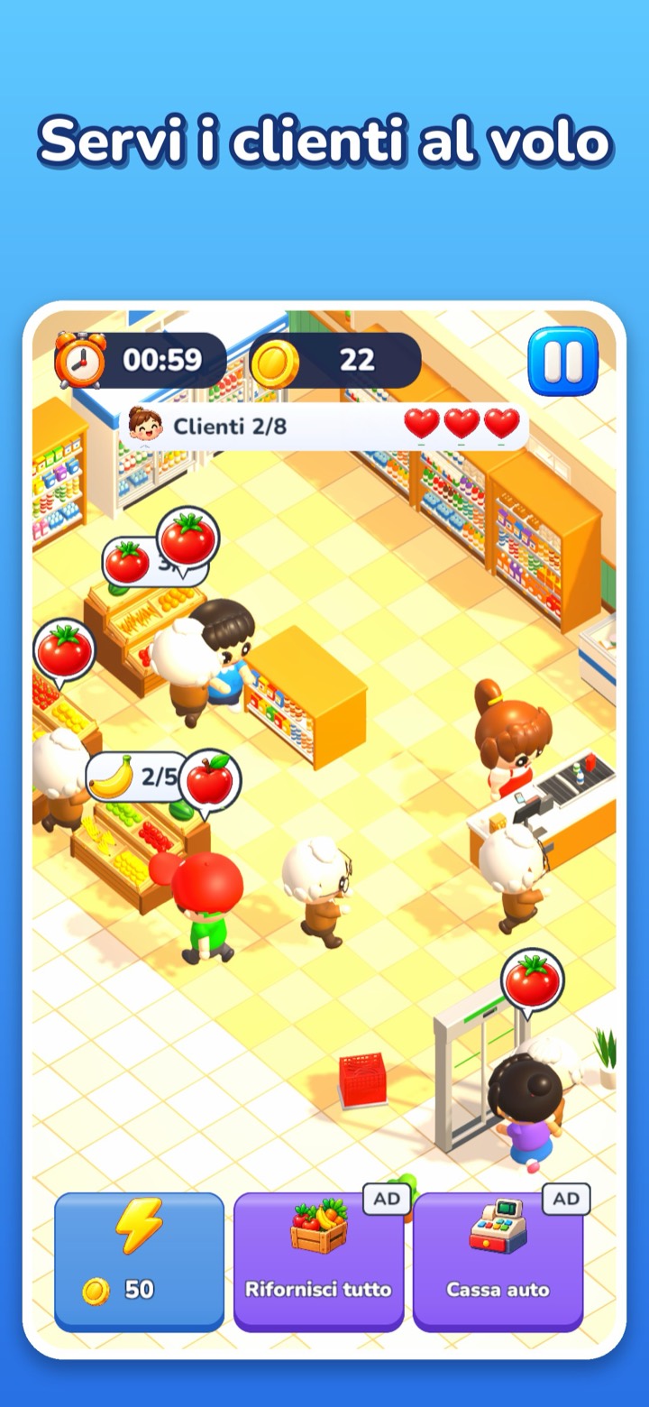 The cashier serving shoppers at the register