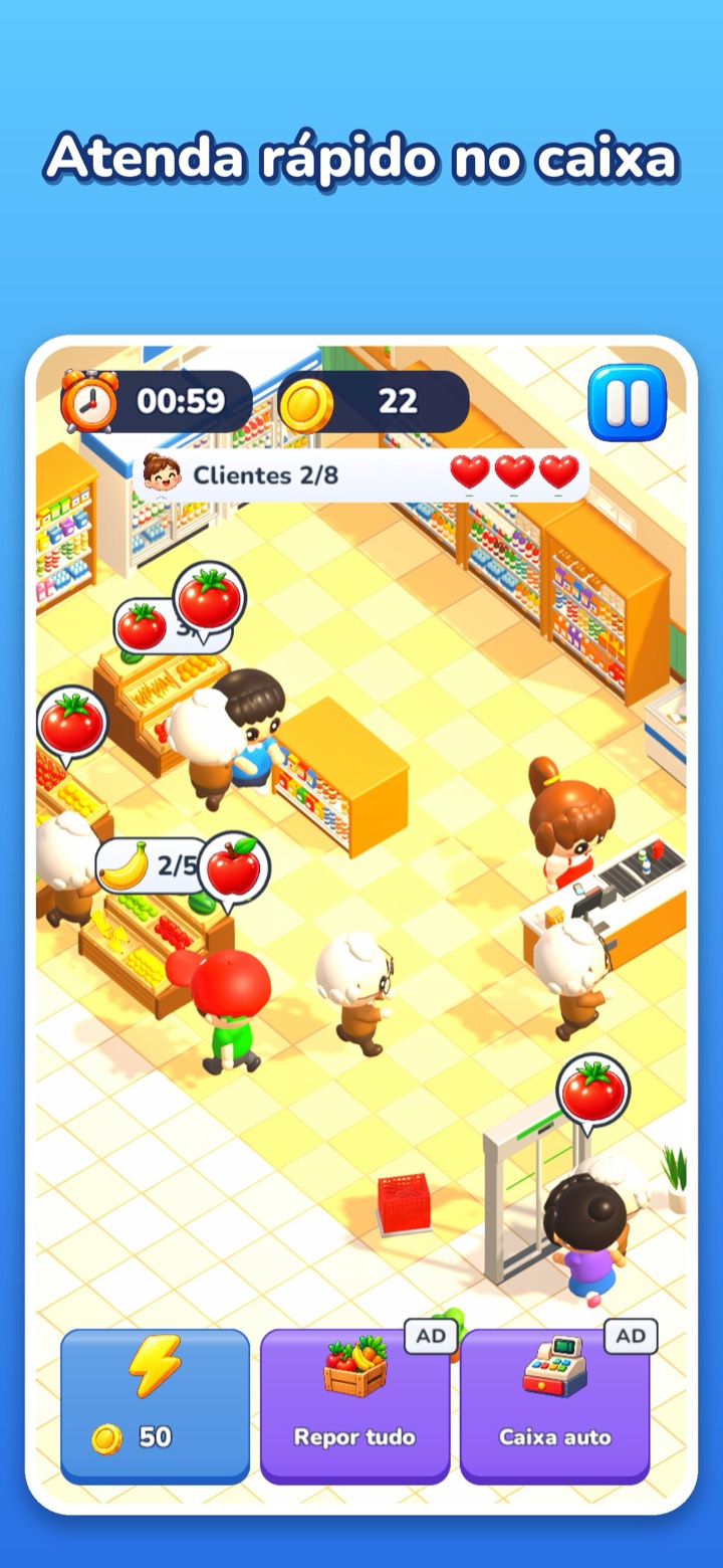 The cashier serving shoppers at the register