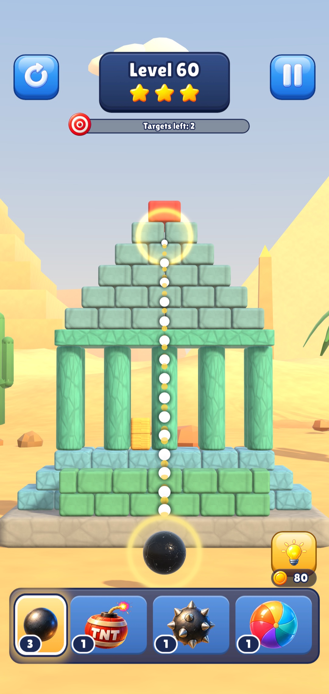 Aiming the wrecking ball at a stone tower