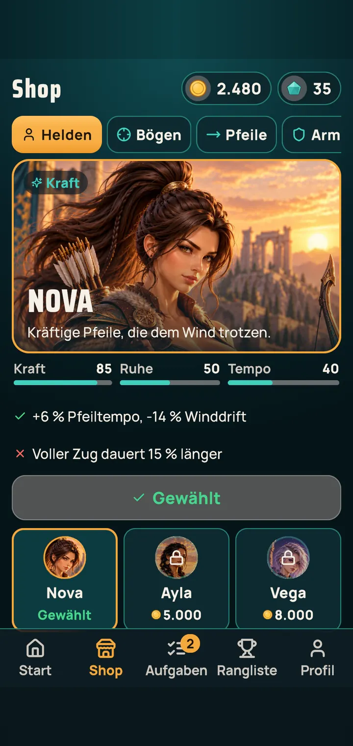 Die drei Heldinnen Nova, Ayla und Vega im Shop