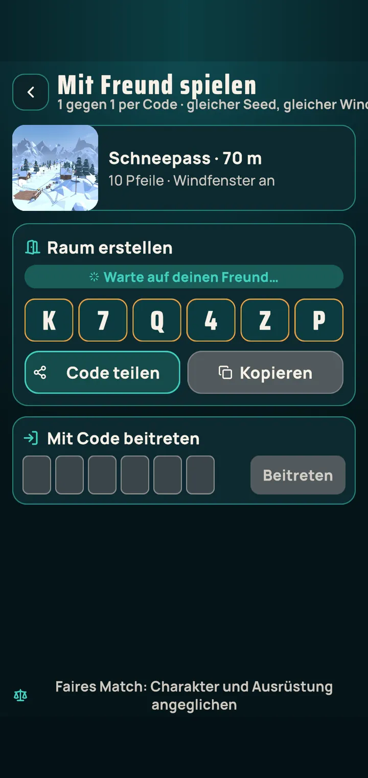 Raumcode für ein Duell mit einem Freund