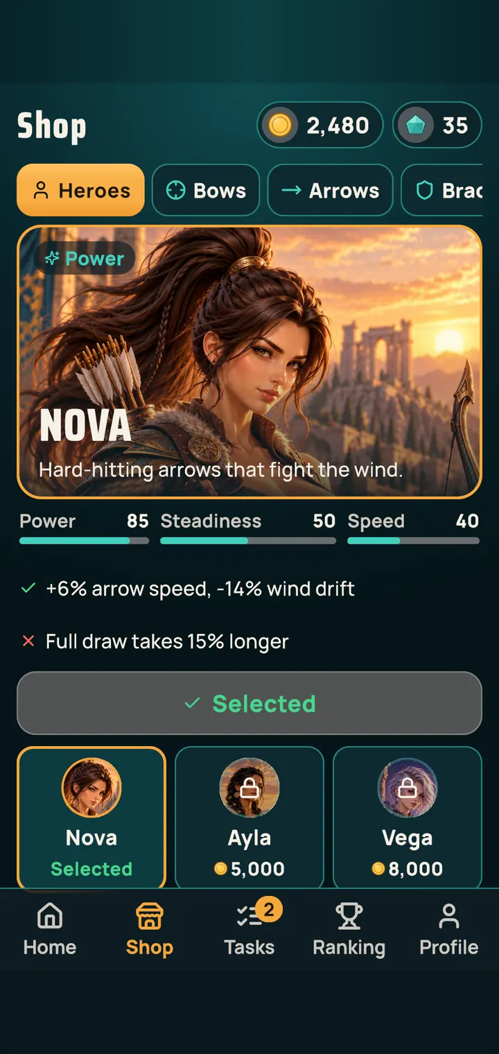 The three heroines Nova, Ayla and Vega in the shop