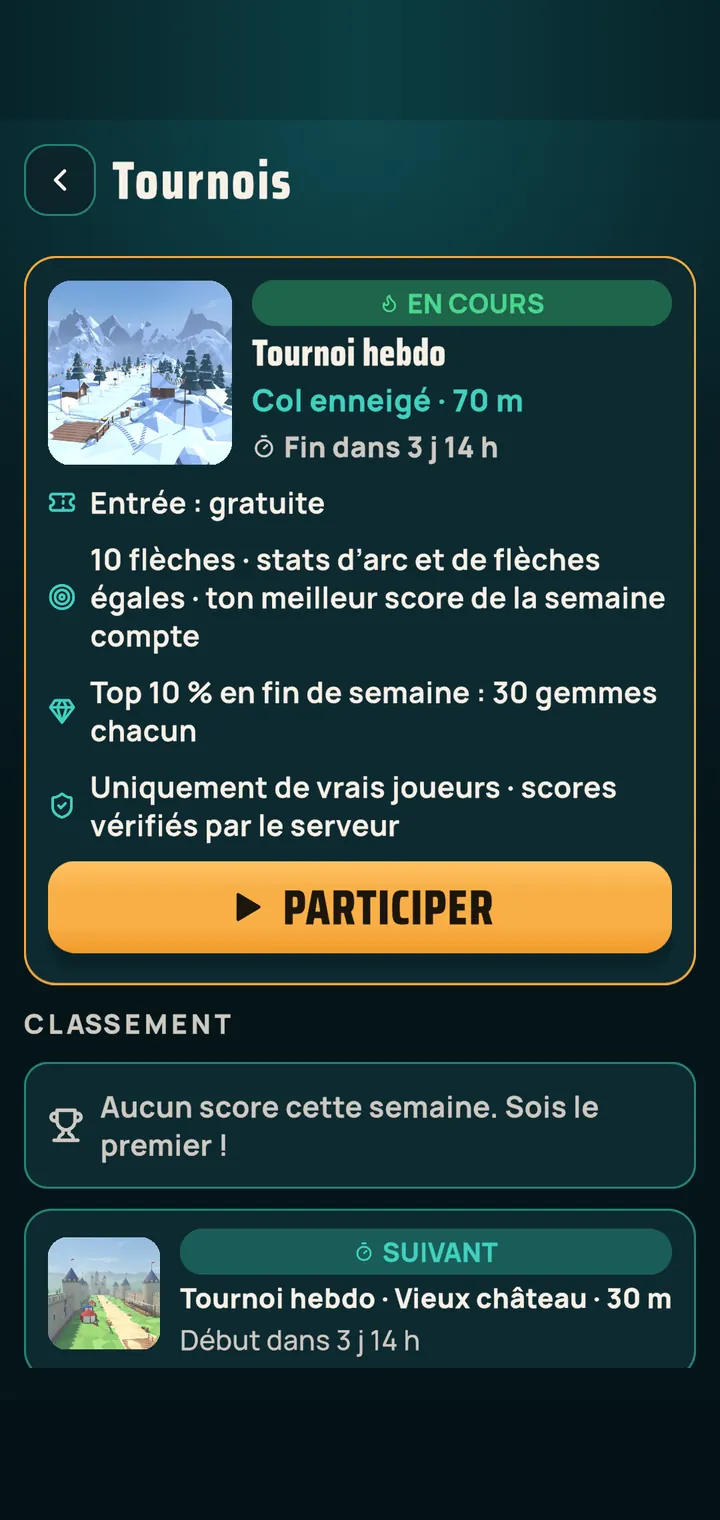 Tournoi hebdo à entrée gratuite