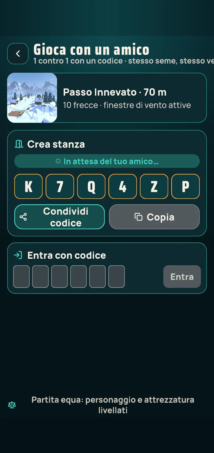 Codice stanza per sfidare un amico