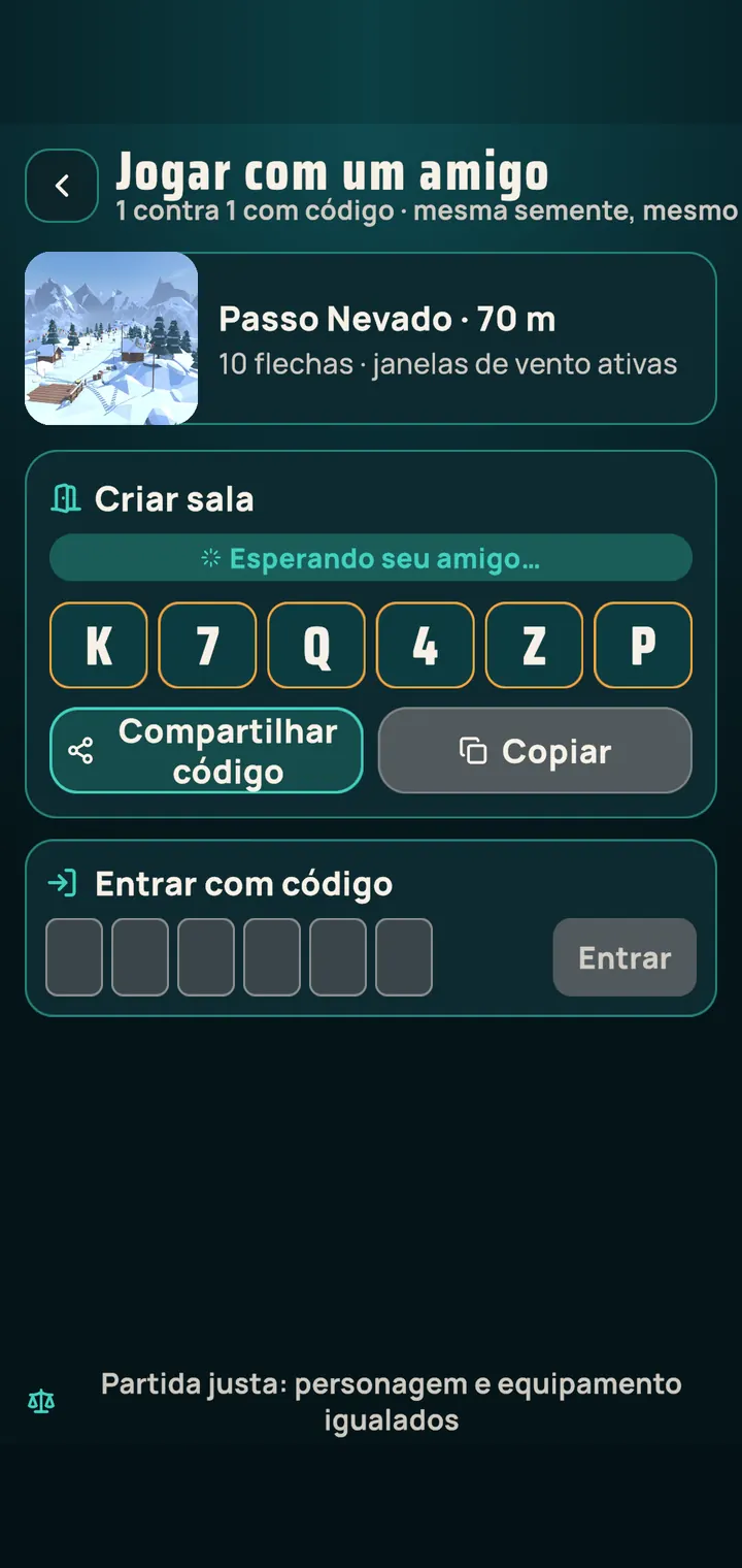 Código de sala para duelar com um amigo