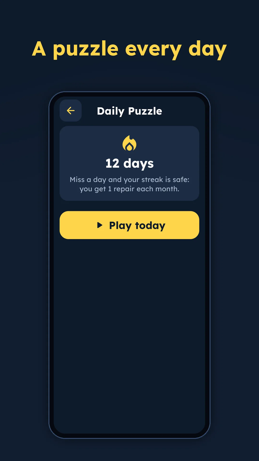 Daily Puzzle with a streak calendar